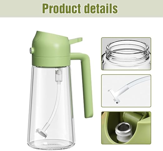 2-in-1 Glass Oil Sprayer & Dispenser – 500ml Spray and Pour Oil Bottle