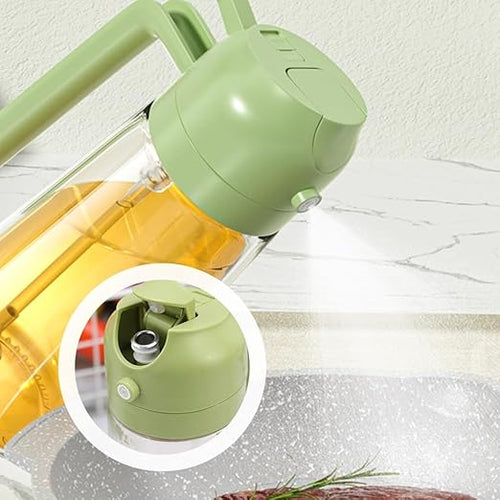 2-in-1 Glass Oil Sprayer & Dispenser – 500ml Spray and Pour Oil Bottle
