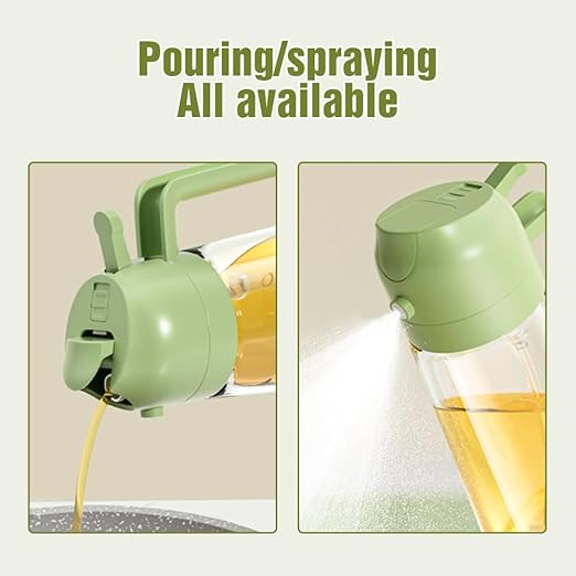 2-in-1 Glass Oil Sprayer & Dispenser – 500ml Spray and Pour Oil Bottle