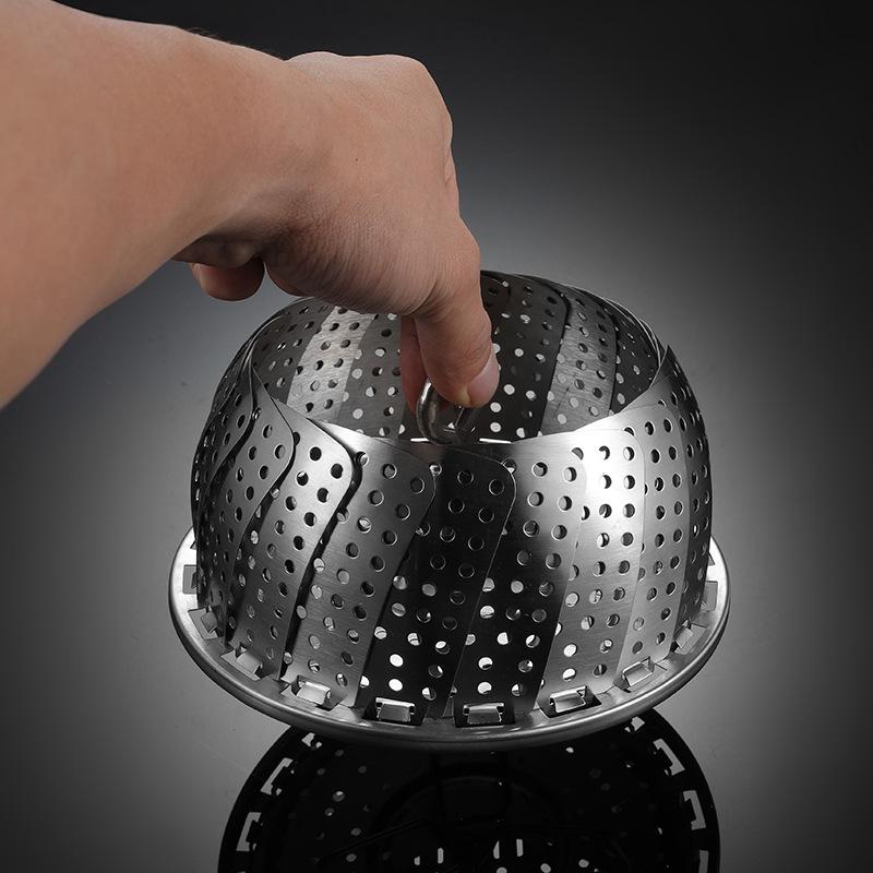 Stainless Steel Folding Vegetable Steamer Basket – Adjustable Collapsible Steamer Rack