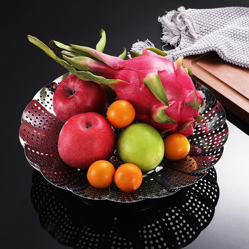 Stainless Steel Folding Vegetable Steamer Basket – Adjustable Collapsible Steamer Rack