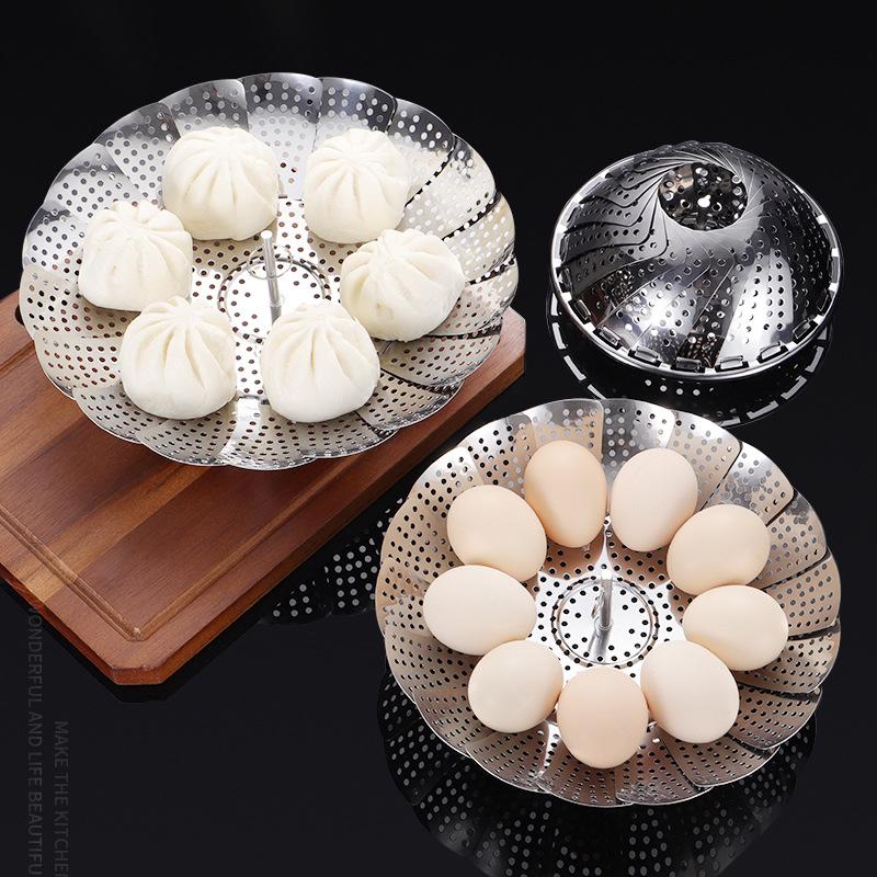 Stainless Steel Folding Vegetable Steamer Basket – Adjustable Collapsible Steamer Rack