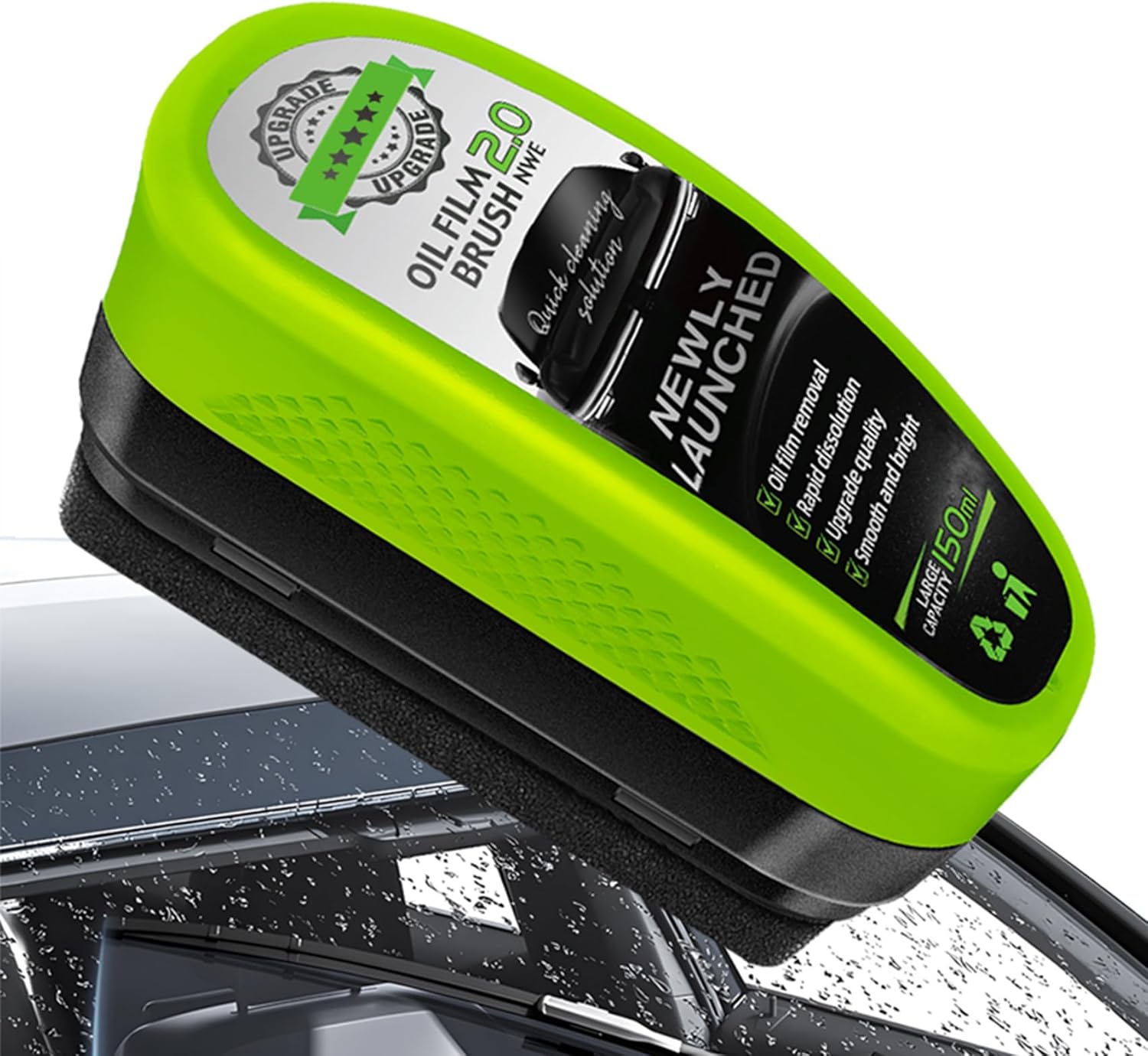 Oil Film Removal Brush 2.0 – Car Windshield Glass Cleaner with Water Repellent & Extra Liquid