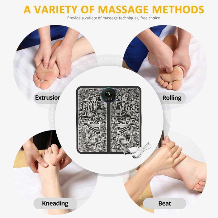 EMS Electric Foot Massager Mat – 6 Massage Modes, 9 Intensity Levels & USB Rechargeable