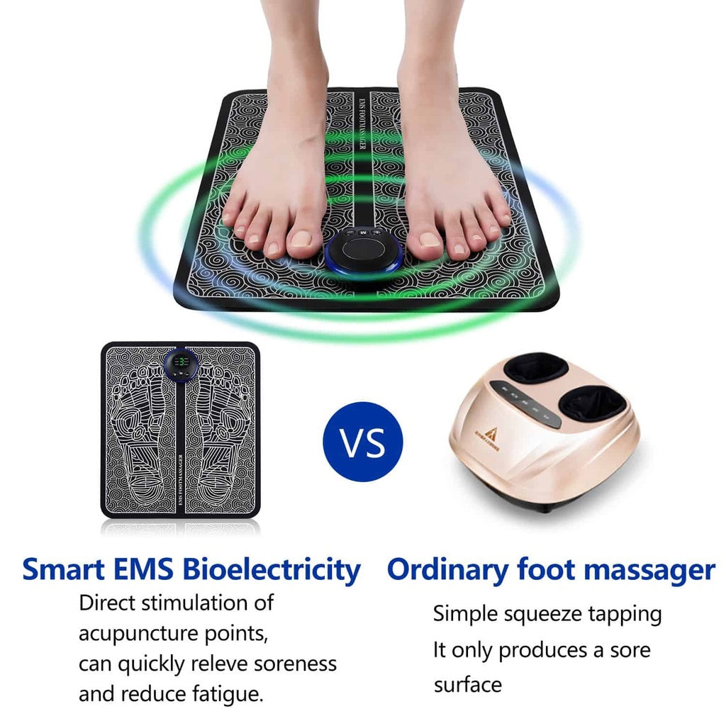 EMS Electric Foot Massager Mat – 6 Massage Modes, 9 Intensity Levels & USB Rechargeable