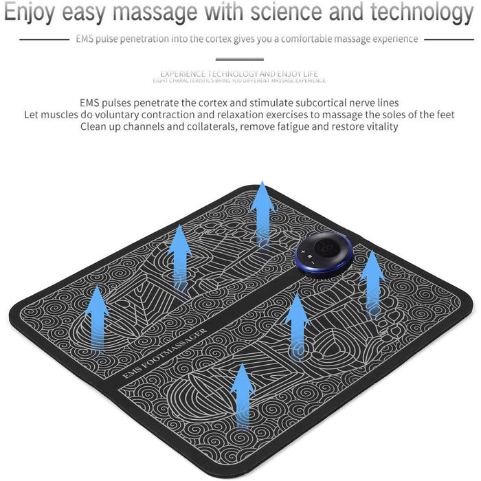 EMS Electric Foot Massager Mat – 6 Massage Modes, 9 Intensity Levels & USB Rechargeable