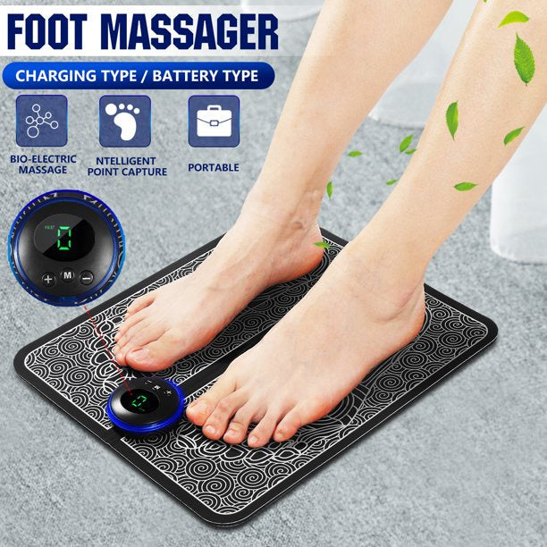 EMS Electric Foot Massager Mat – 6 Massage Modes, 9 Intensity Levels & USB Rechargeable