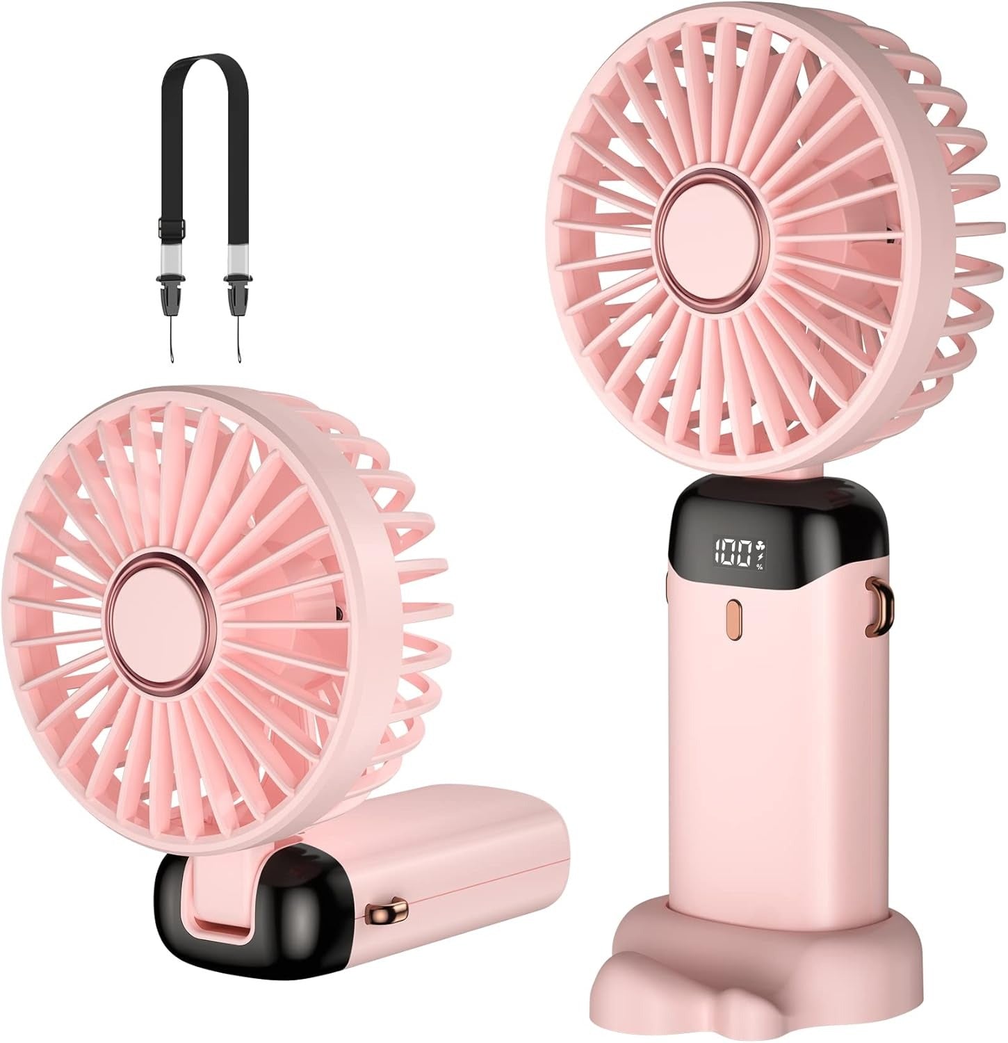 Digital Display Mini Fan – 5-in-1 USB-C Rechargeable Portable Fan