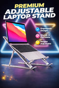 Premium Aluminum Laptop Stand – Foldable Adjustable Ergonomic Holder up to 18 Inch