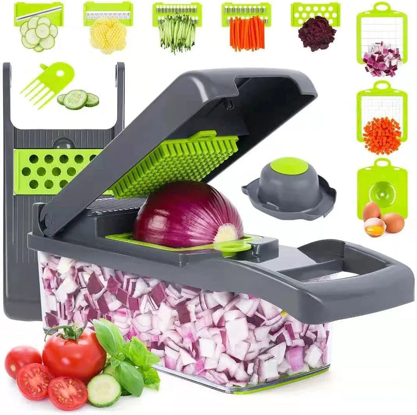 16-in-1 Vegetable Chopper – Multi-Functional Dicer, Slicer & Grater with Storage Container