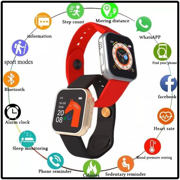 D20 Ultra Smart Watch – Fitness Tracker with Heart Rate & Blood Pressure Monitor