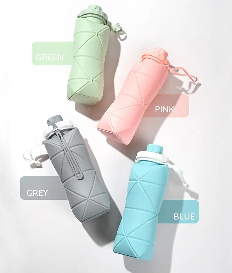 600ML Silicone Folding Bottle – Foldable Reusable Smart Travel Water Bottle