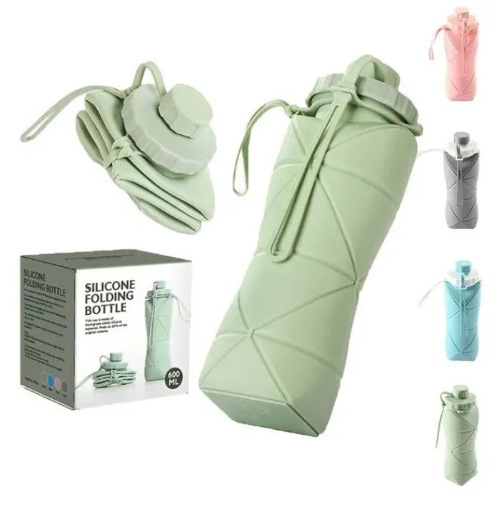 600ML Silicone Folding Bottle – Foldable Reusable Smart Travel Water Bottle