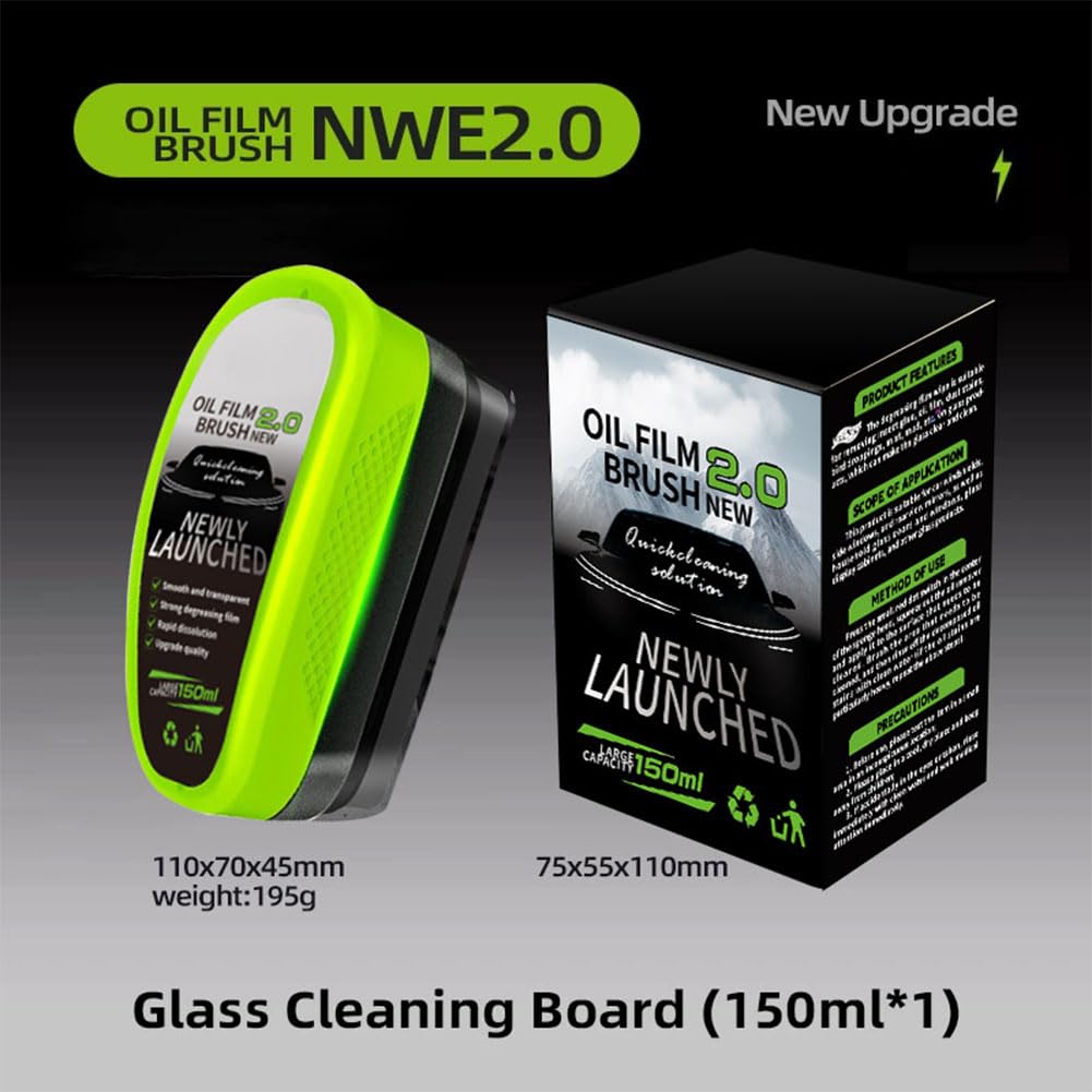Oil Film Removal Brush 2.0 – Car Windshield Glass Cleaner with Water Repellent & Extra Liquid