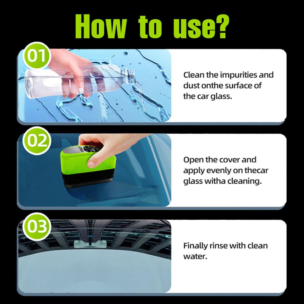 Oil Film Removal Brush 2.0 – Car Windshield Glass Cleaner with Water Repellent & Extra Liquid