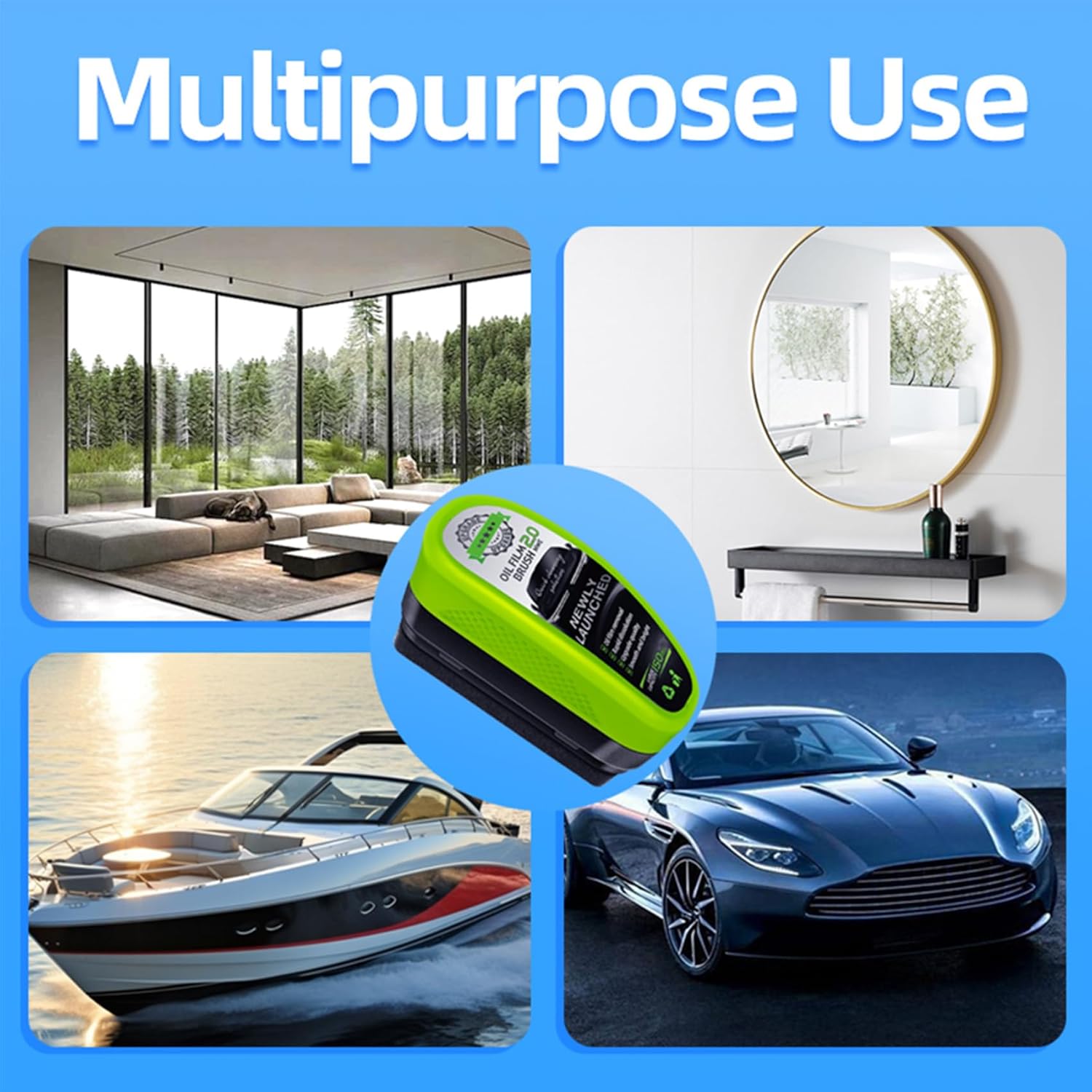 Oil Film Removal Brush 2.0 – Car Windshield Glass Cleaner with Water Repellent & Extra Liquid